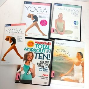 Four yoga exercise DVD videos, bundled lot